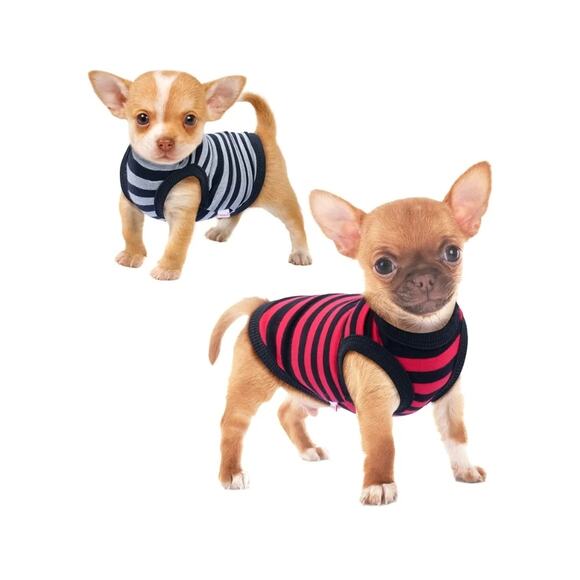 Small Dog Shirt, 2-Pack Striped, Dog Clothes
Breathable Cotton,Red & Grey XXS - Picture 1 of 5